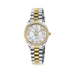 Turin Stainless Steel, Mother-Of-Pearl & Diamond Bracelet Watch