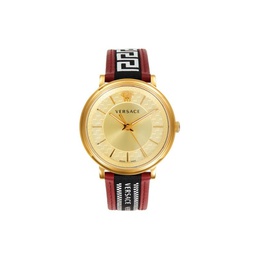 42MM Leather & Stainless Steel Analog Watch