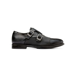 Perforated Leather Double Monk Strap Shoes