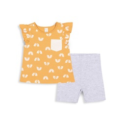 PL Baby Little Girls 2-Piece Rinbow T-Shirt & Shorts Set