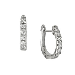 18K White Gold & 0.31 TCW Diamond Huggie Earrings