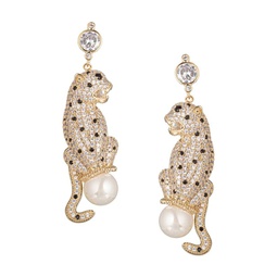 The Luxe Collection 6MM Glass Pearl & Cubic Zirconia Leopard Earring