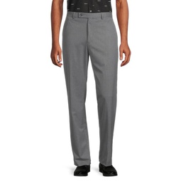 Flat Front Stretch Solid Trousers