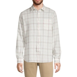 Linen Plaid Button-Down Shirt