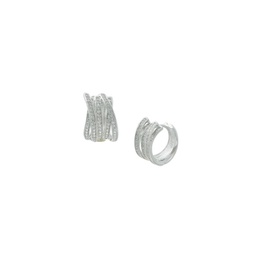 Rhodium Plated & Cubic Zirconia Huggie Earrings