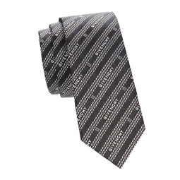 Striped Logo Silk Tie