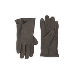 Tabbed Splice Leather & Faux Fur Gloves