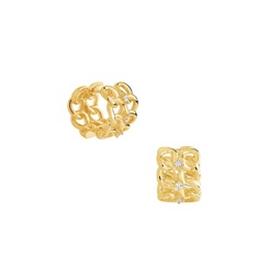 14K Goldplated & Cubic Zirconia Huggie Earrings