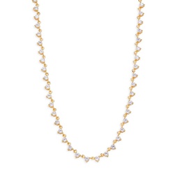 14K Yellow Goldplated Sterling Silver Cubic Zirconia Tennis Necklace