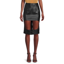 Cutout Leather Pencil Skirt