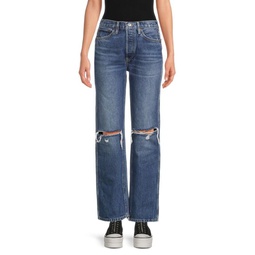 Distressed 90s High-Rise Straight-Leg Jeans