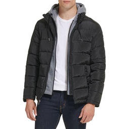 Channel Quilted Hoodie Puffer Jacket