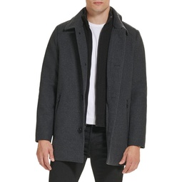 Mockneck Sweater Lined Wool Blend Coat
