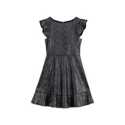 Girls Foil Print Fit And Flare Dress