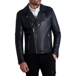Leather Notch Lapel Moto Jacket
