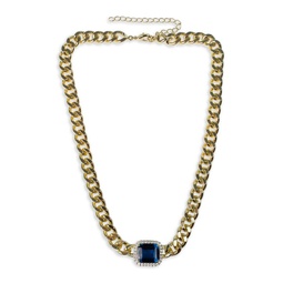 Look Of Real 14K Goldplated Cubic Zirconia Emerald Cut Curb Chain Necklace