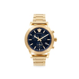 40MM Ion Plated Goldtone Stainless Steel Chronograph Watch
