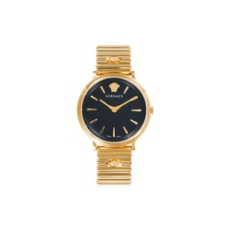 38MM IP Goldtone Stainless Steel Bracelet Watch