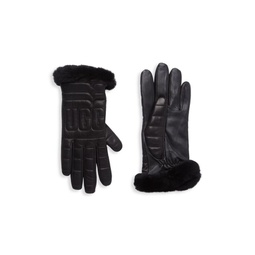 Shearling Cuff Leather Gloves