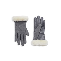 Faux Fur Lined Leather Gloves