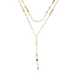 18K Goldplated & Cubic Zirconia Layered Lariat Necklace