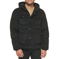 Classic Fit Hooded Corduroy Puffer Jacket