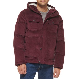 Classic Fit Hooded Corduroy Puffer Jacket