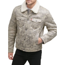 Classic Fit Faux Shearling Lined Bomber Jacket