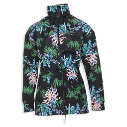Kenzo Sea Lily Printed Hooded Jacket In Black Polyester