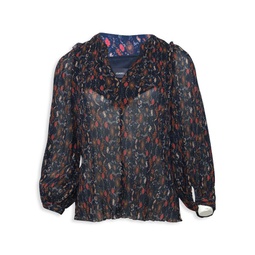 Isabel Marant Pleated Long-Sleeve Blouse In Floral Print Polyester