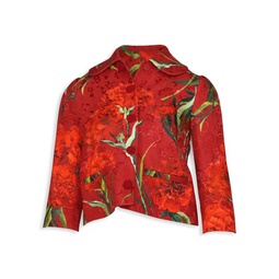 Dolce Gabbana Floral Metallic Brocade Jacket In Red Cotton