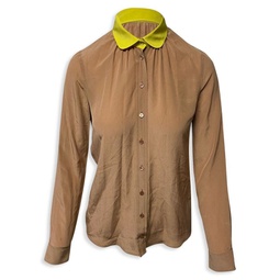Gucci Buttondown Shirt In Brown Silk