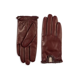 Chain Trim Leather Driving Gloves