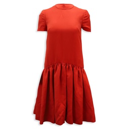 Alexander Mcqueen Drop Waist Dress In Red Wool