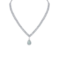 Look Of Real Rhodium Plated & Cubic Zirconia Double Tennis Necklace