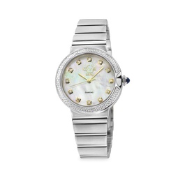 Sorrento 32MM Stainless Steel, Mother of Pearl & Diamond Bracelet Watch
