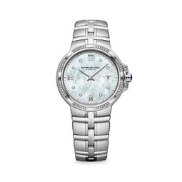 Parsifal 30MM Stainless Steel, Mother Of Pearl & Diamond Bracelet Watch