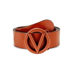 Tonal V Logo Leather Belt