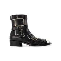Boxcar Boots In Black/Silver Leather Boots