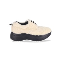 Celine Delivery Shearling Platform Sneakers In Cream Wool Athletic Shoes Sneakers