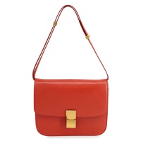 Celine Medium Classic Box Bag In Red Calfskin Leather