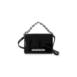 4 Ring Mini Chain Bag In Black Patent Leather