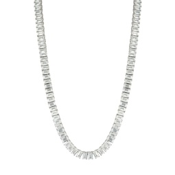 Rhodium Plated Sterling Silver & Cubic Zirconia Tennis Necklace