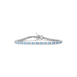 Plated Sterling Silver, Cubic Zirconia & Faux Turquoise Tennis Bracelet