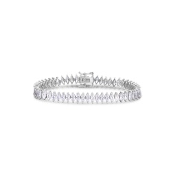 Plated Sterling Silver & Marquise Cubic Zirconia Tennis Bracelet