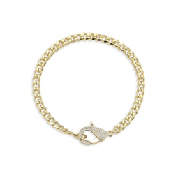 14K Goldplated Sterling Silver & Cubic Zirconia Curb Chain Bracelet