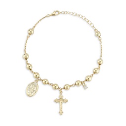 14K Goldplated Sterling Silver & Cubic Zirconia Rosary Chain Bracelet
