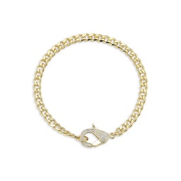 14K Goldplated Sterling Silver & Cubic Zirconia Curb Chain Bracelet