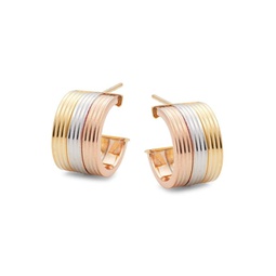 14K Tri Tone Gold Huggie Earrings