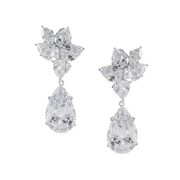 Look Of Real Cubic Zirconia Pear Cluster Clip On Earrings
